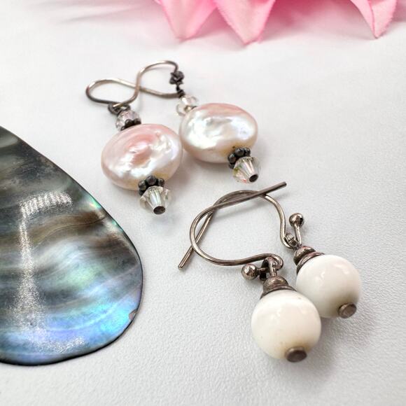Shell Pearl MOP Mother Of Pearl Earring Lot Mermaidcore Sirencore Beachy Vaca - Picture 9 of 12